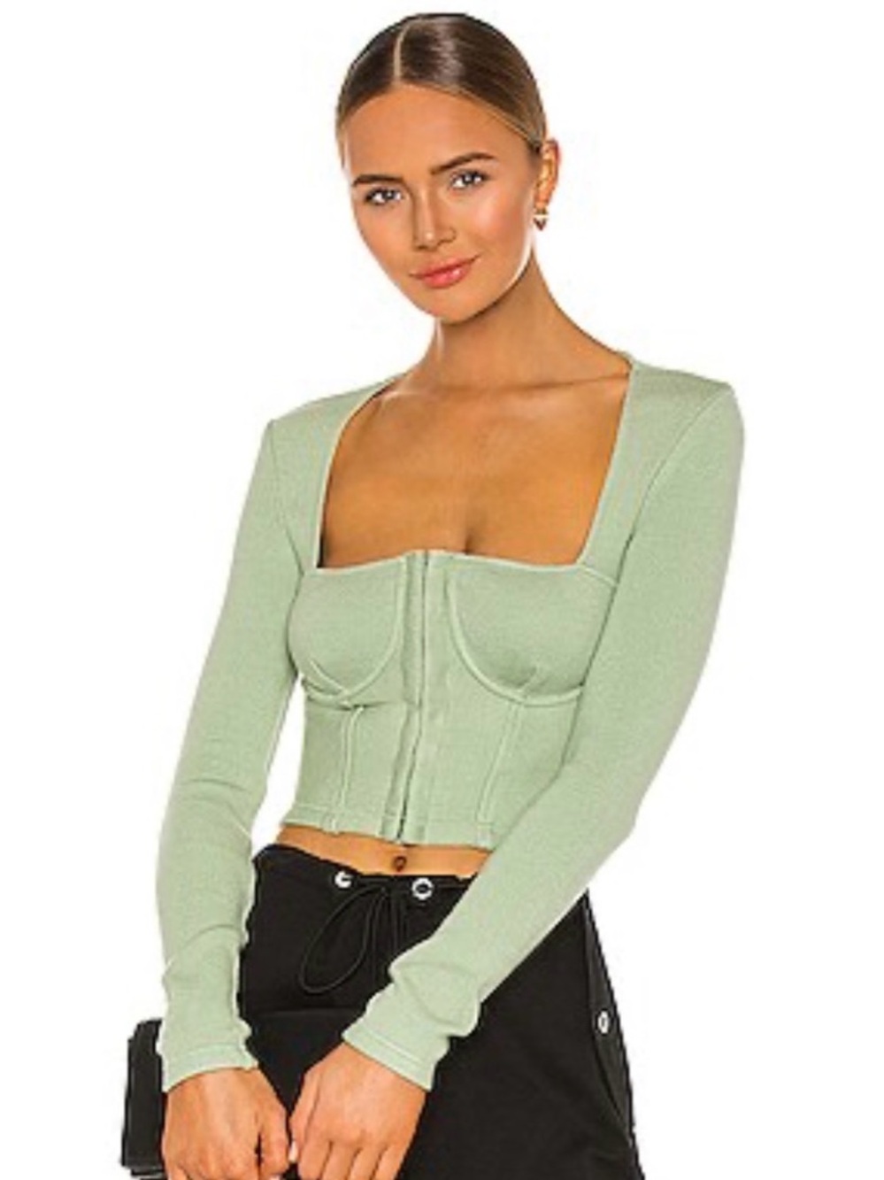 Jonathan Simkhai Standard Recycled Rib Bustier Top Mint Green Size Small